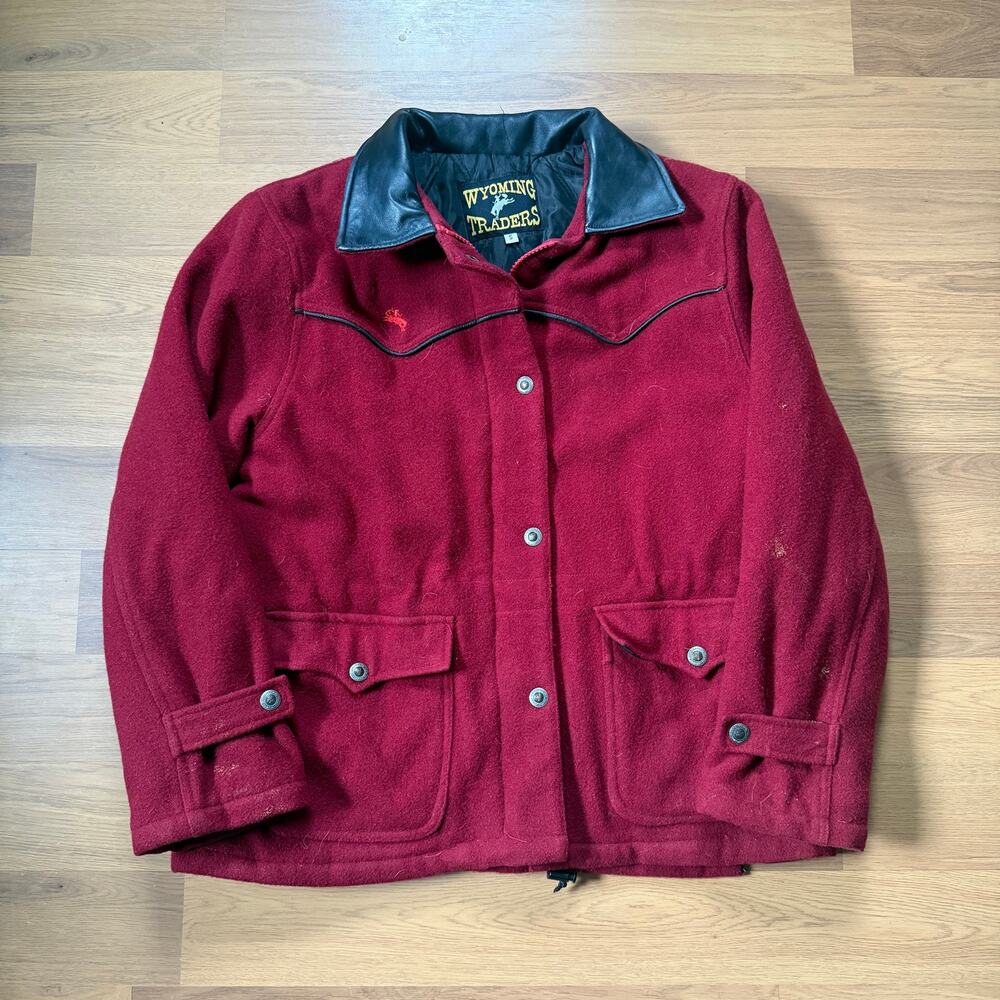 Women's Vintage Wyoming Traders Red Wool Quilted Ranch Western Parka Jacket Sz S